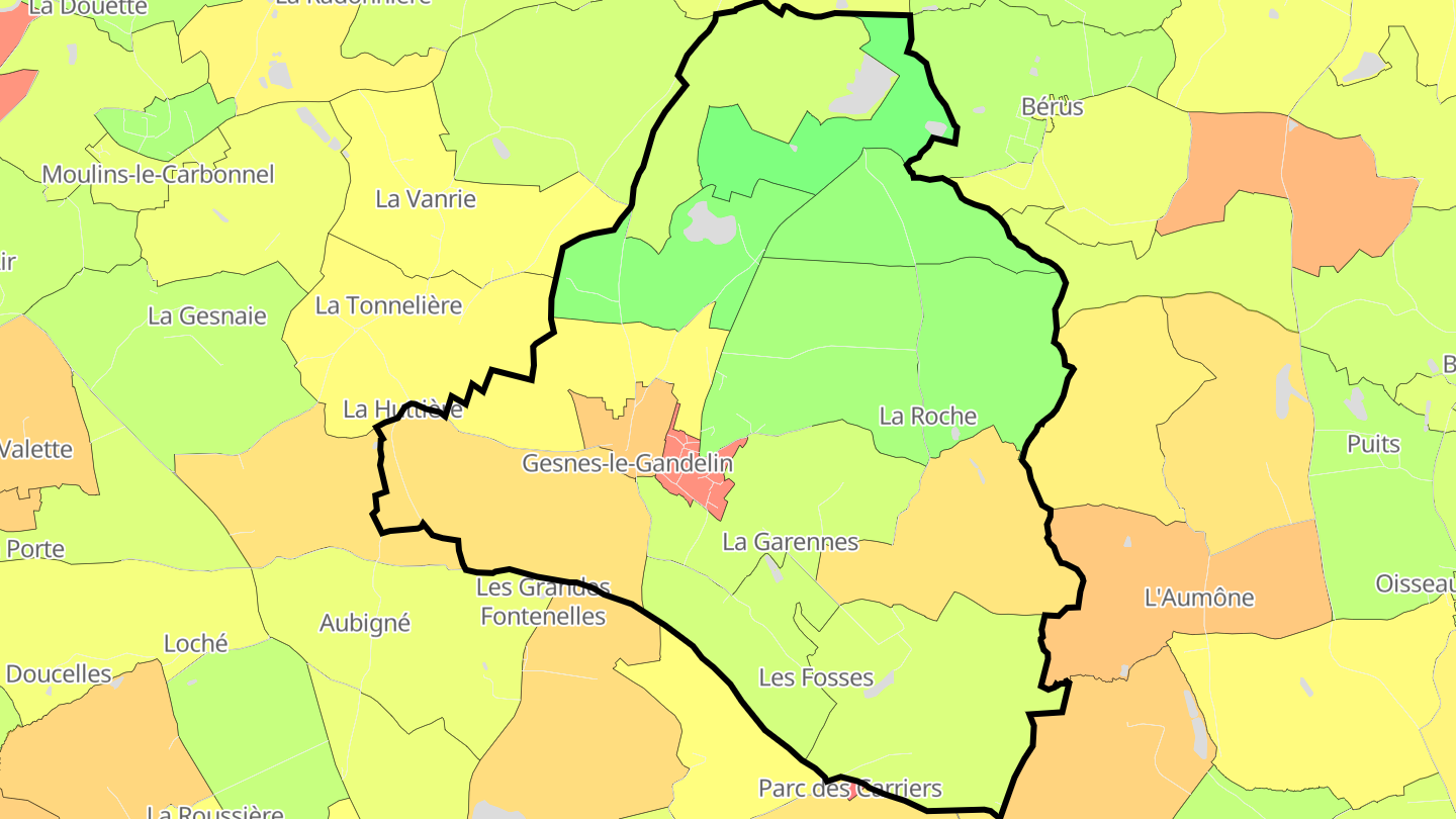 Carte des prix de l'immobilier Gesnes-le-Gandelin