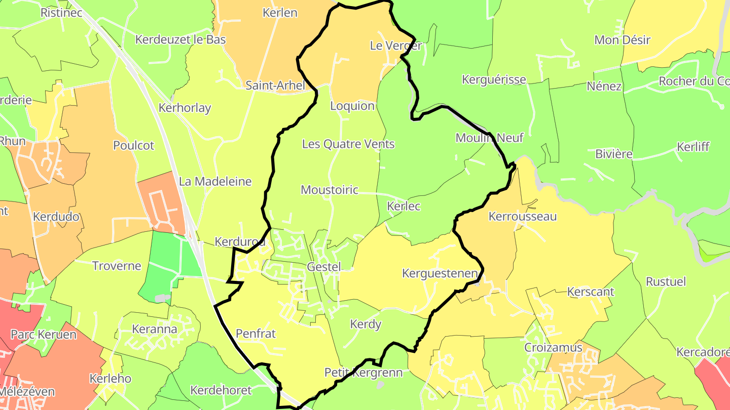 Carte des prix de l'immobilier Gestel