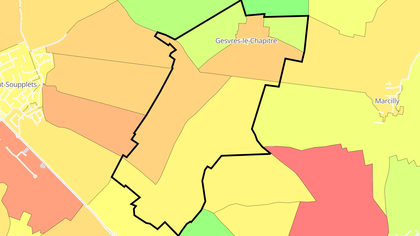 Carte des prix de l'immobilier Gesvres-le-Chapitre