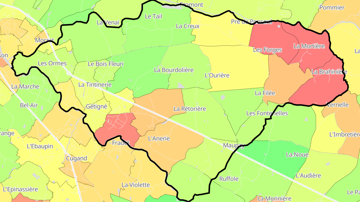 Carte des prix de l'immobilier Gétigné