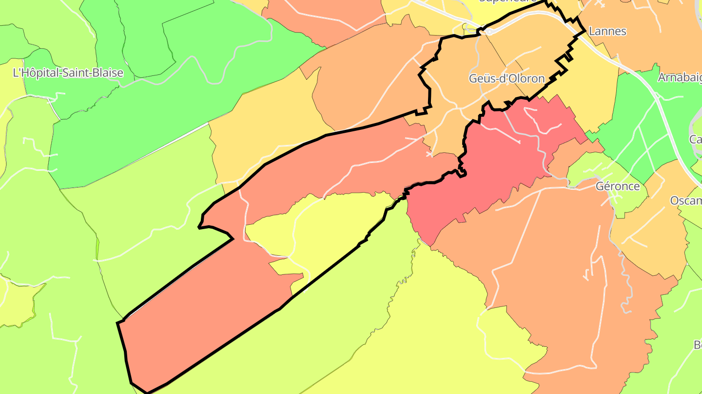 Carte des prix de l'immobilier Geüs-d'Oloron
