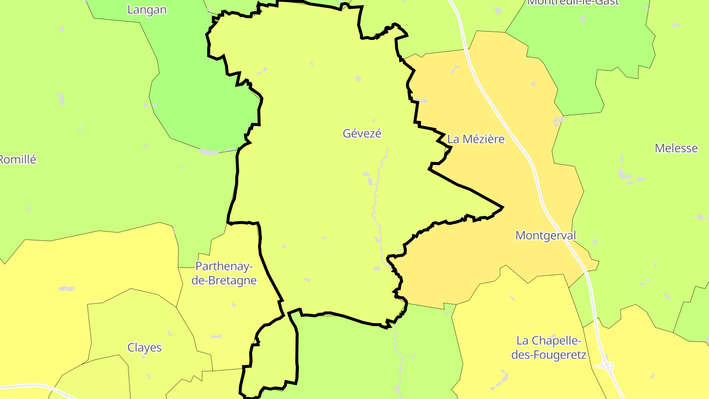 Carte des prix de l'immobilier Gévezé