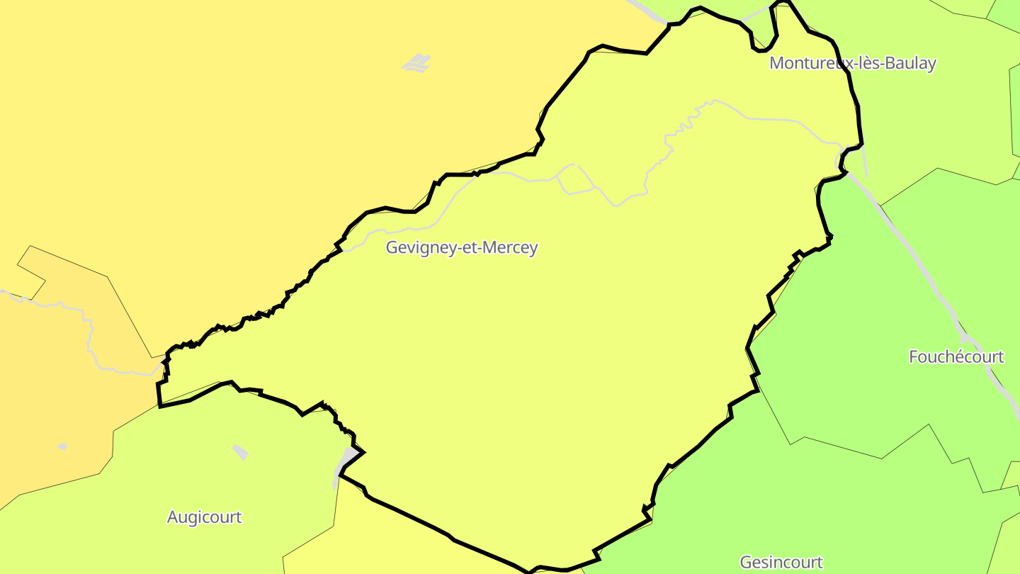 Carte des prix de l'immobilier Gevigney-et-Mercey