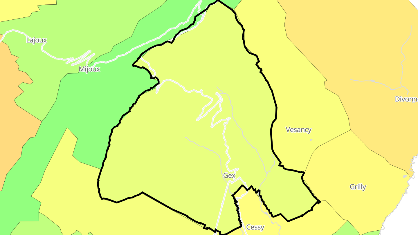 Carte des prix de l'immobilier Gex