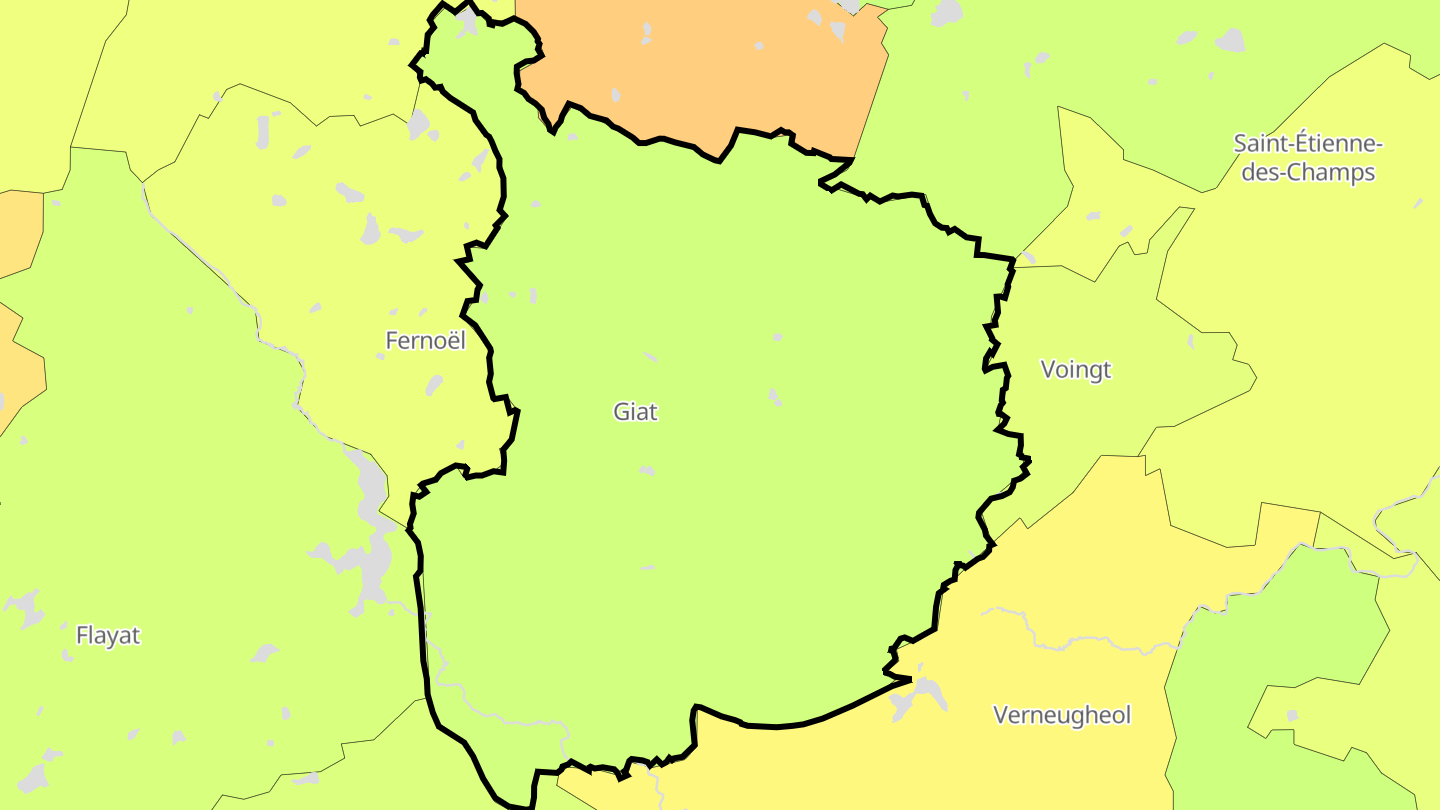 Carte des prix de l'immobilier Giat