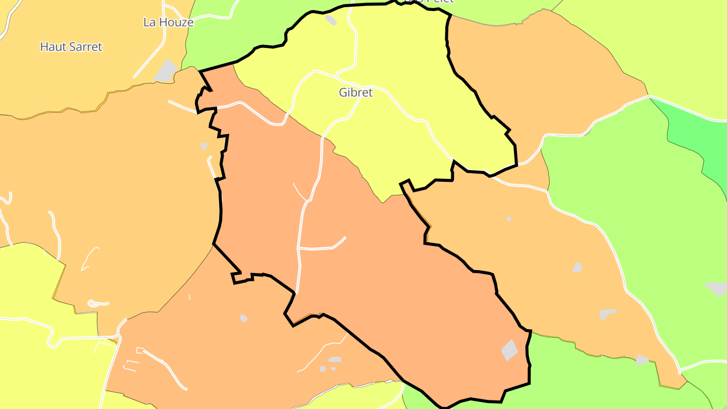 Carte des prix de l'immobilier Gibret