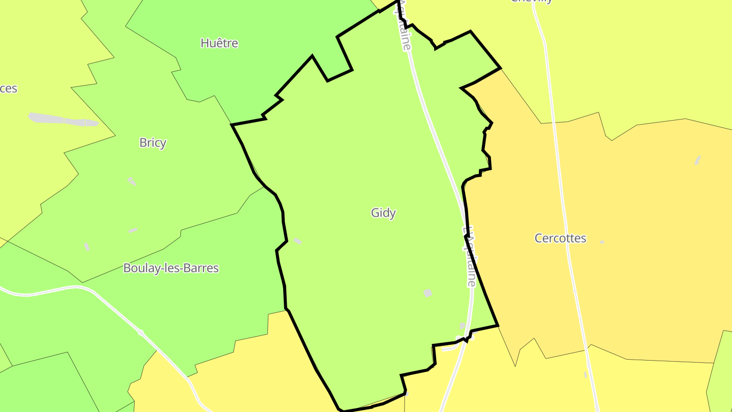 Carte des prix de l'immobilier Gidy