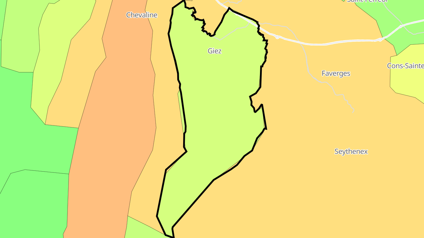 Carte des prix de l'immobilier Giez