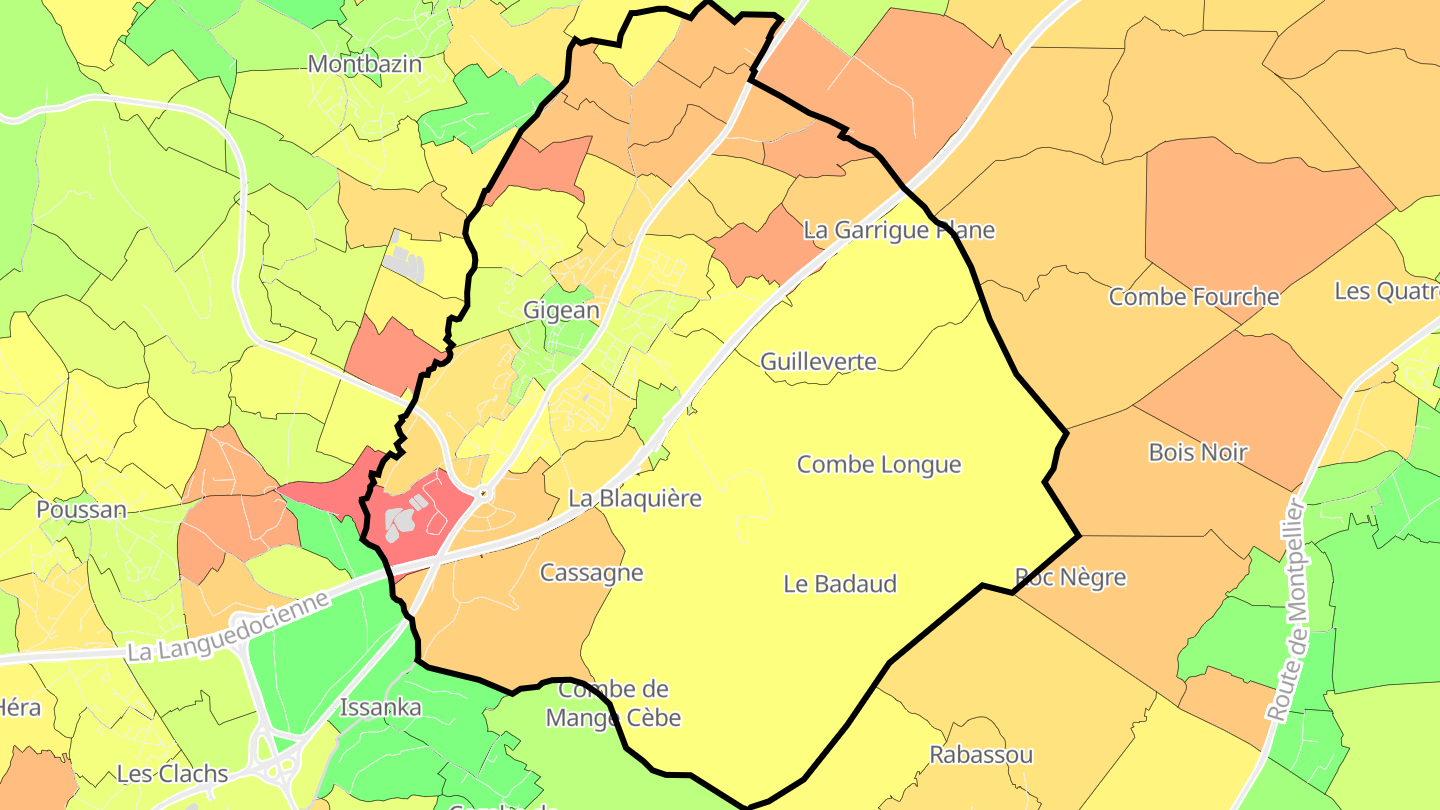 Carte des prix de l'immobilier Gigean