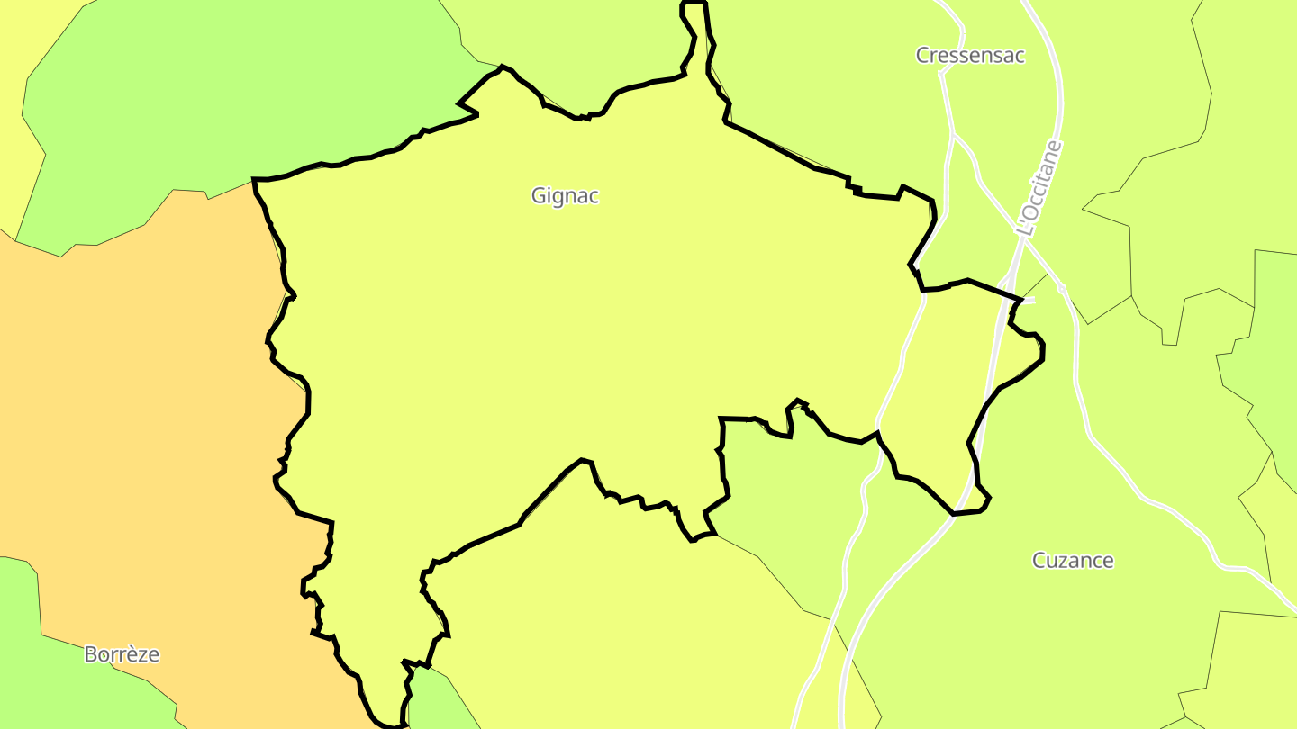 Carte des prix de l'immobilier Gignac