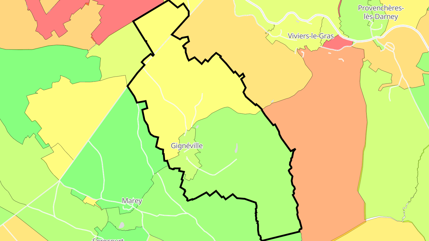 Carte des prix de l'immobilier Gignéville