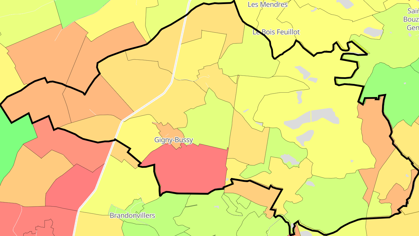 Carte des prix de l'immobilier Gigny-Bussy