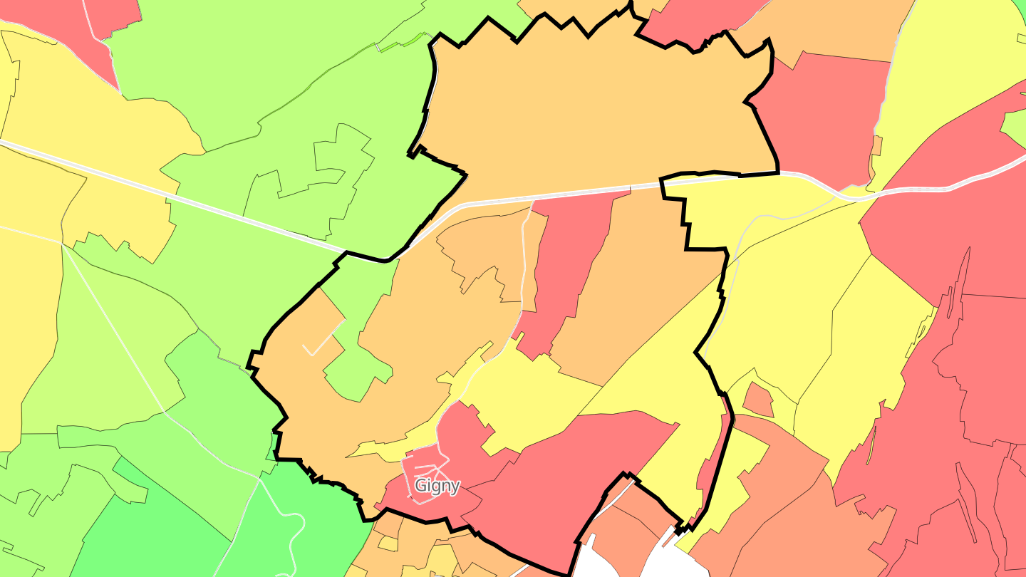Carte des prix de l'immobilier Gigny