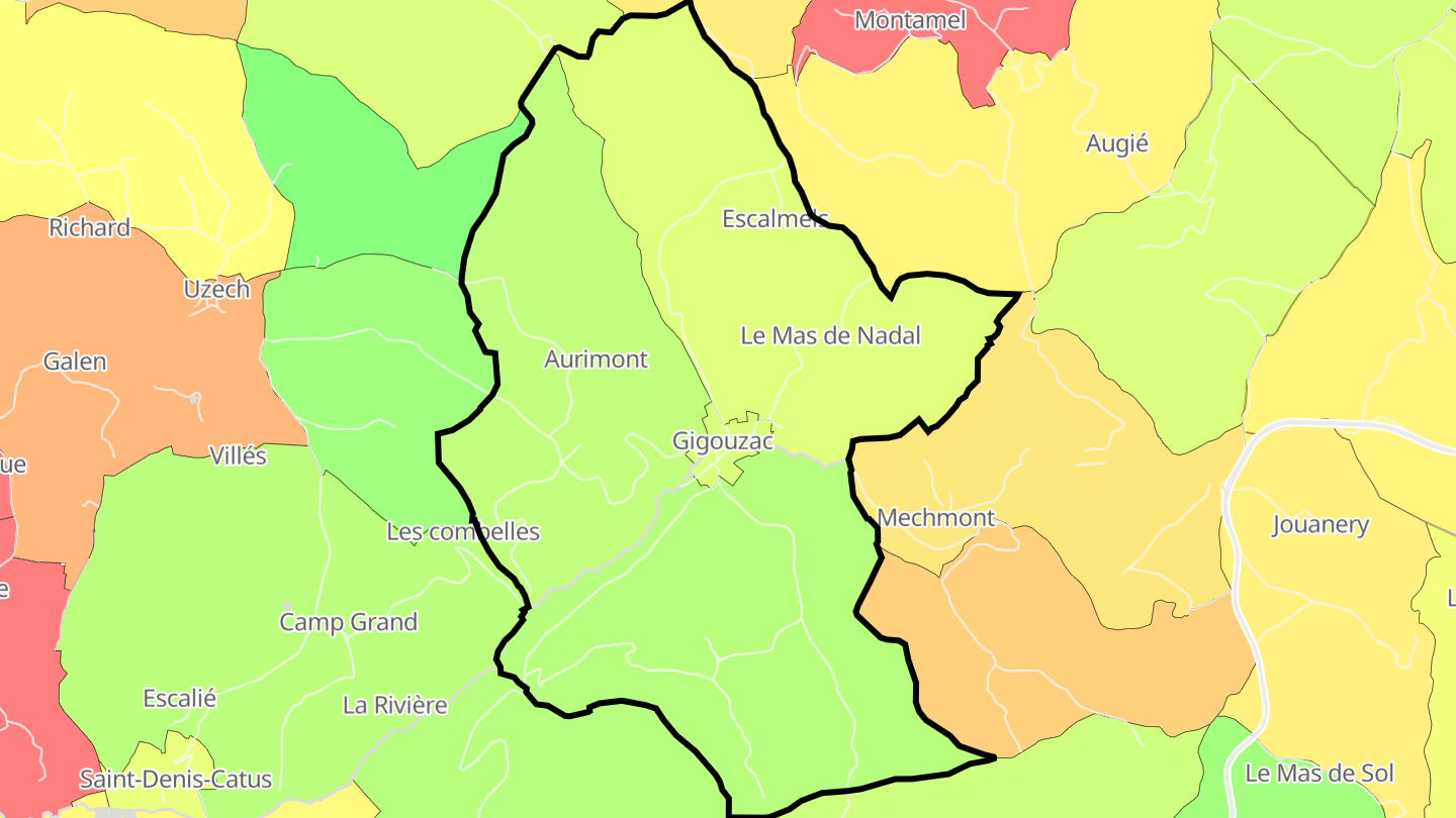 Carte des prix de l'immobilier Gigouzac