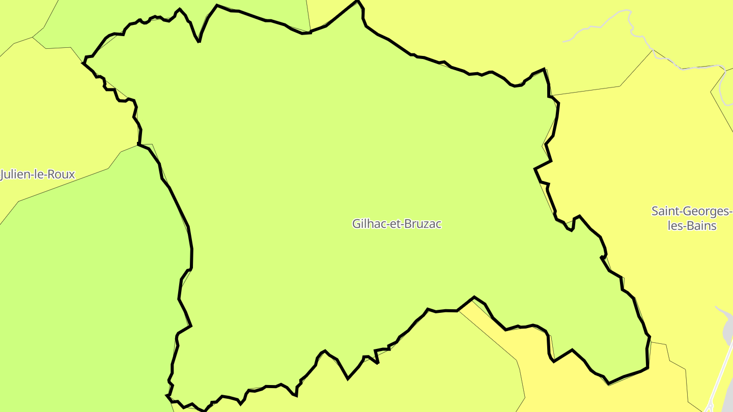 Carte des prix de l'immobilier Gilhac-et-Bruzac