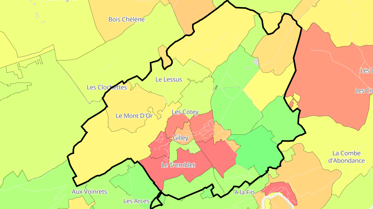 Carte des prix de l'immobilier Gilley