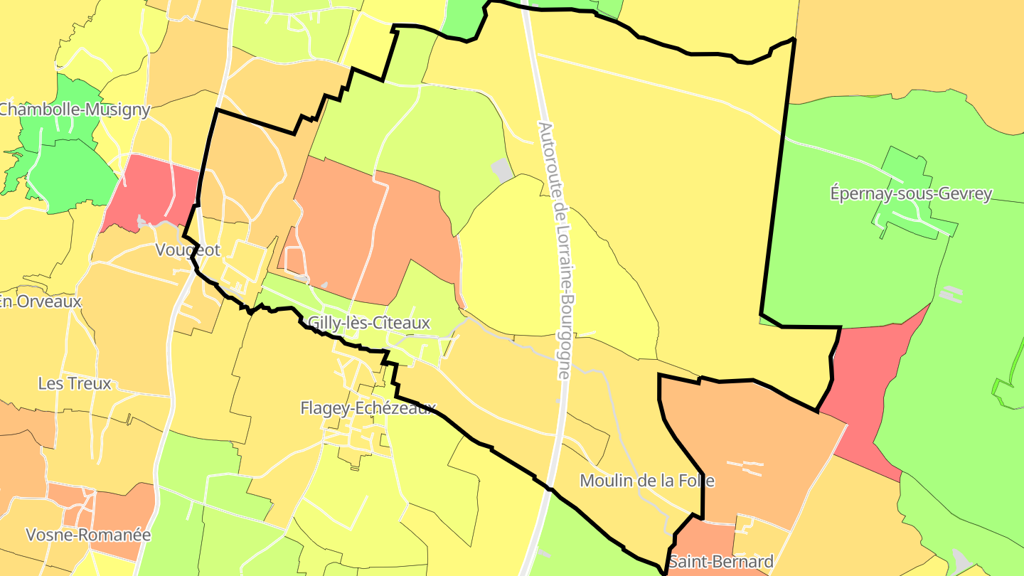 Carte des prix de l'immobilier Gilly-lès-Cîteaux