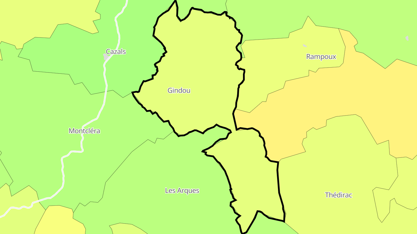 Carte des prix de l'immobilier Gindou