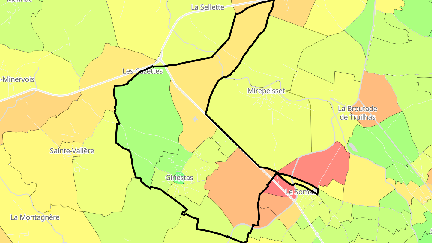 Carte des prix de l'immobilier Ginestas