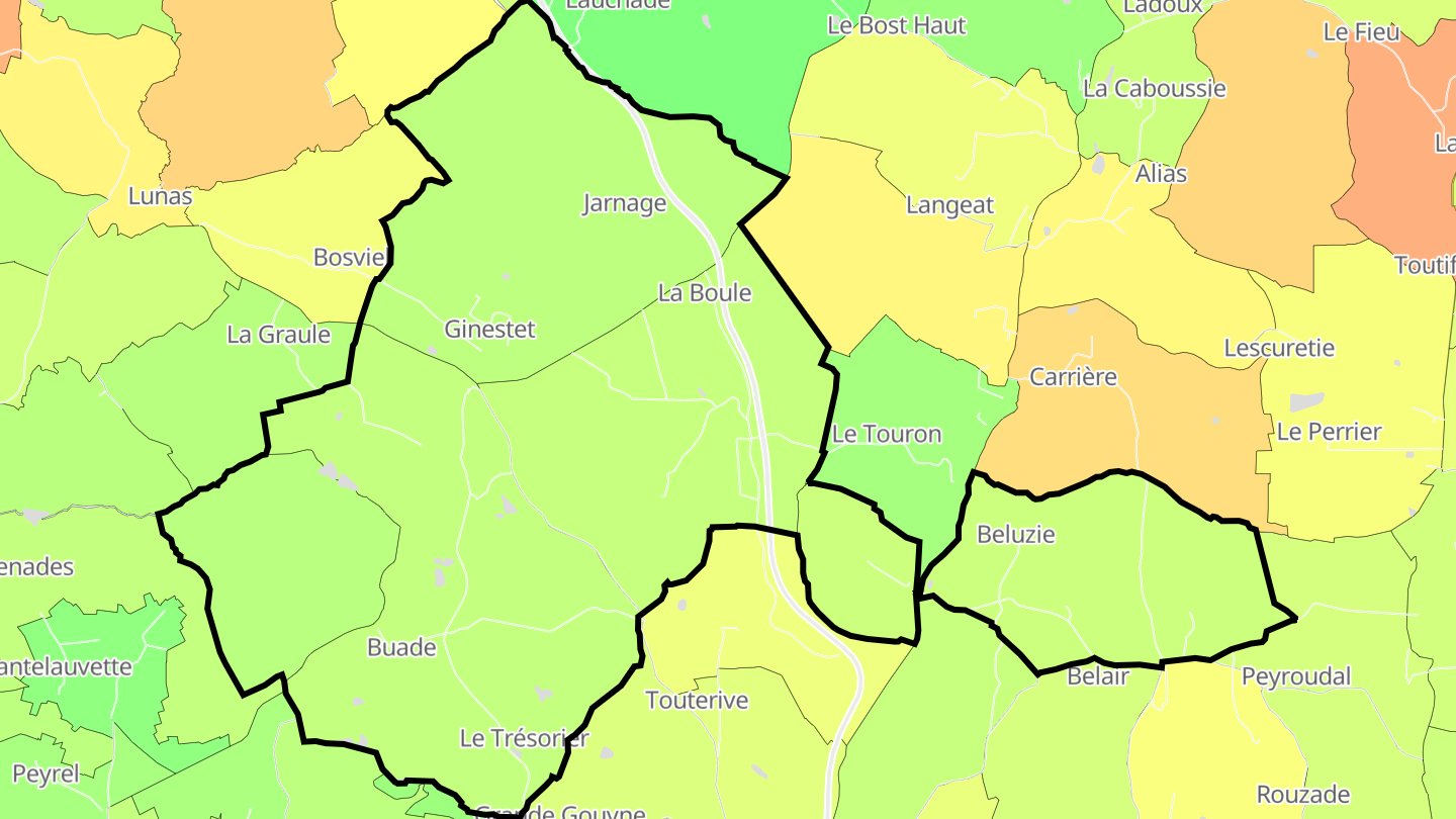Carte des prix de l'immobilier Ginestet
