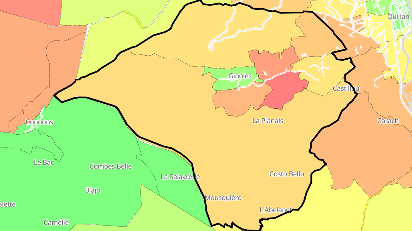 Carte des prix de l'immobilier Ginoles