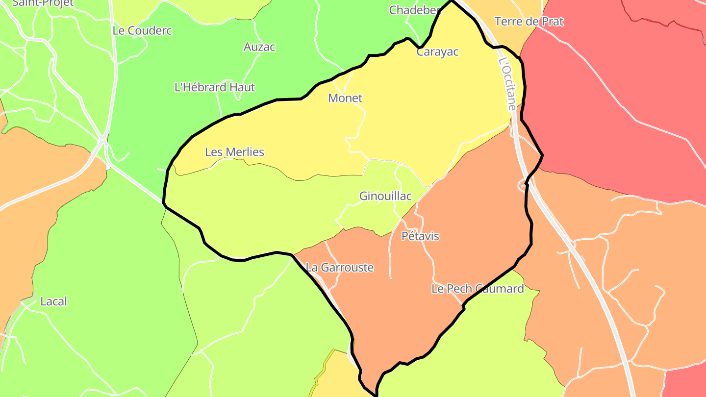 Carte des prix de l'immobilier Ginouillac