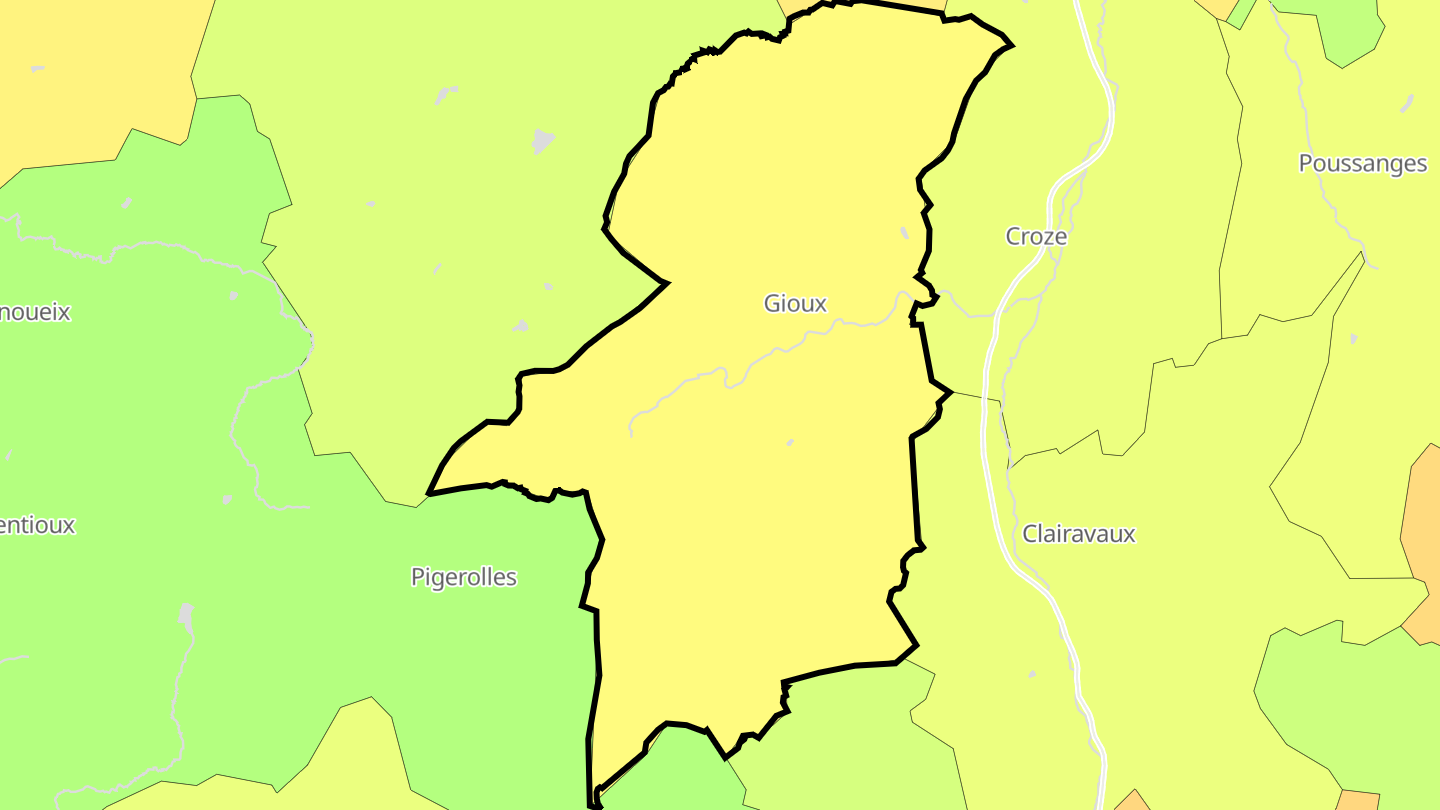 Carte des prix de l'immobilier Gioux
