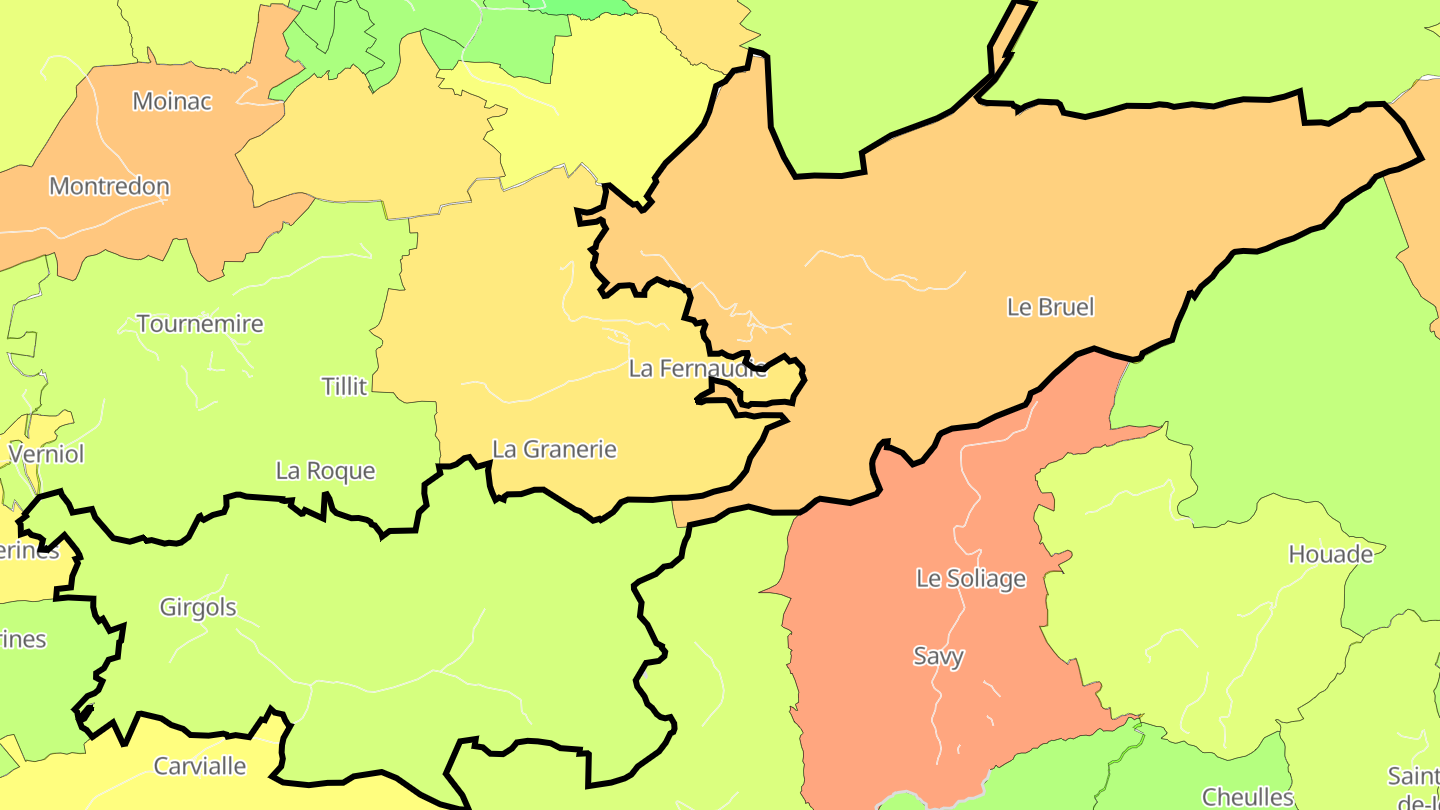 Carte des prix de l'immobilier Girgols