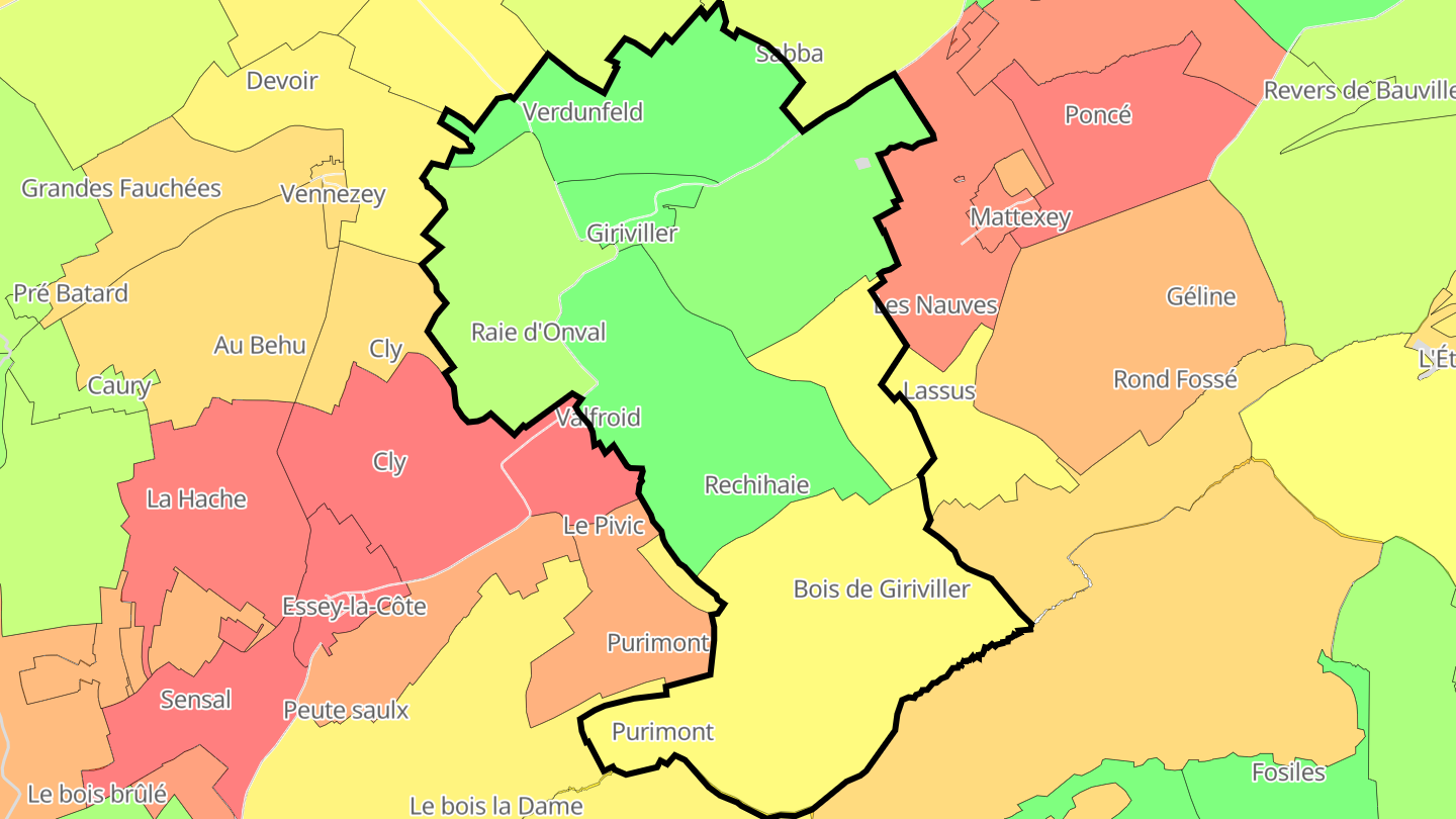 Carte des prix de l'immobilier Giriviller