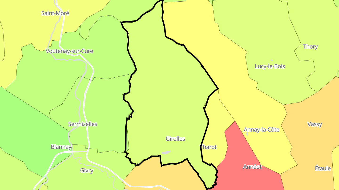 Carte des prix de l'immobilier Girolles