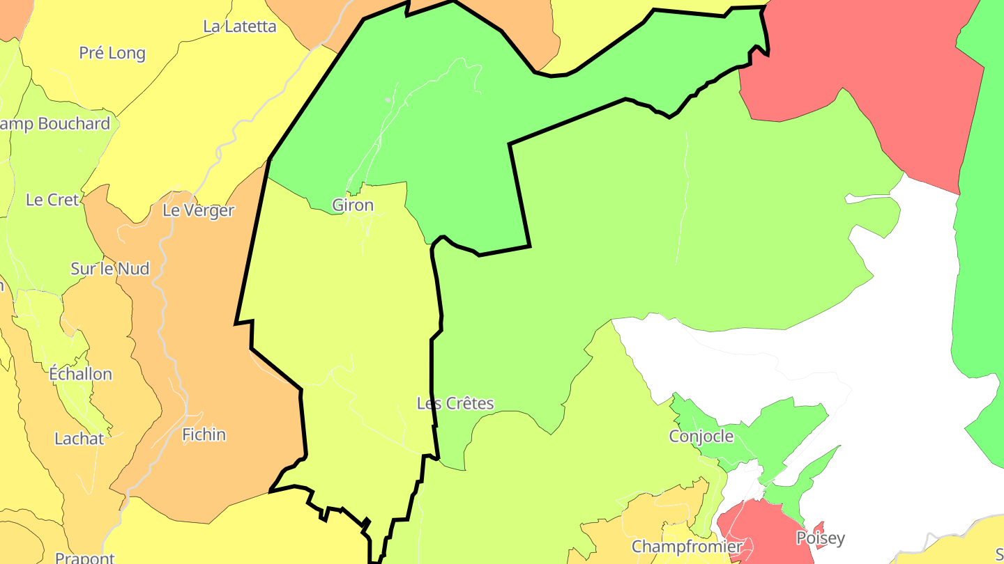 Carte des prix de l'immobilier Giron