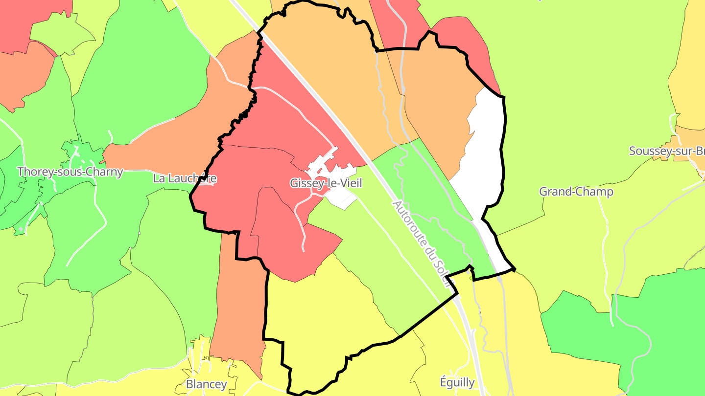 Carte des prix de l'immobilier Gissey-le-Vieil