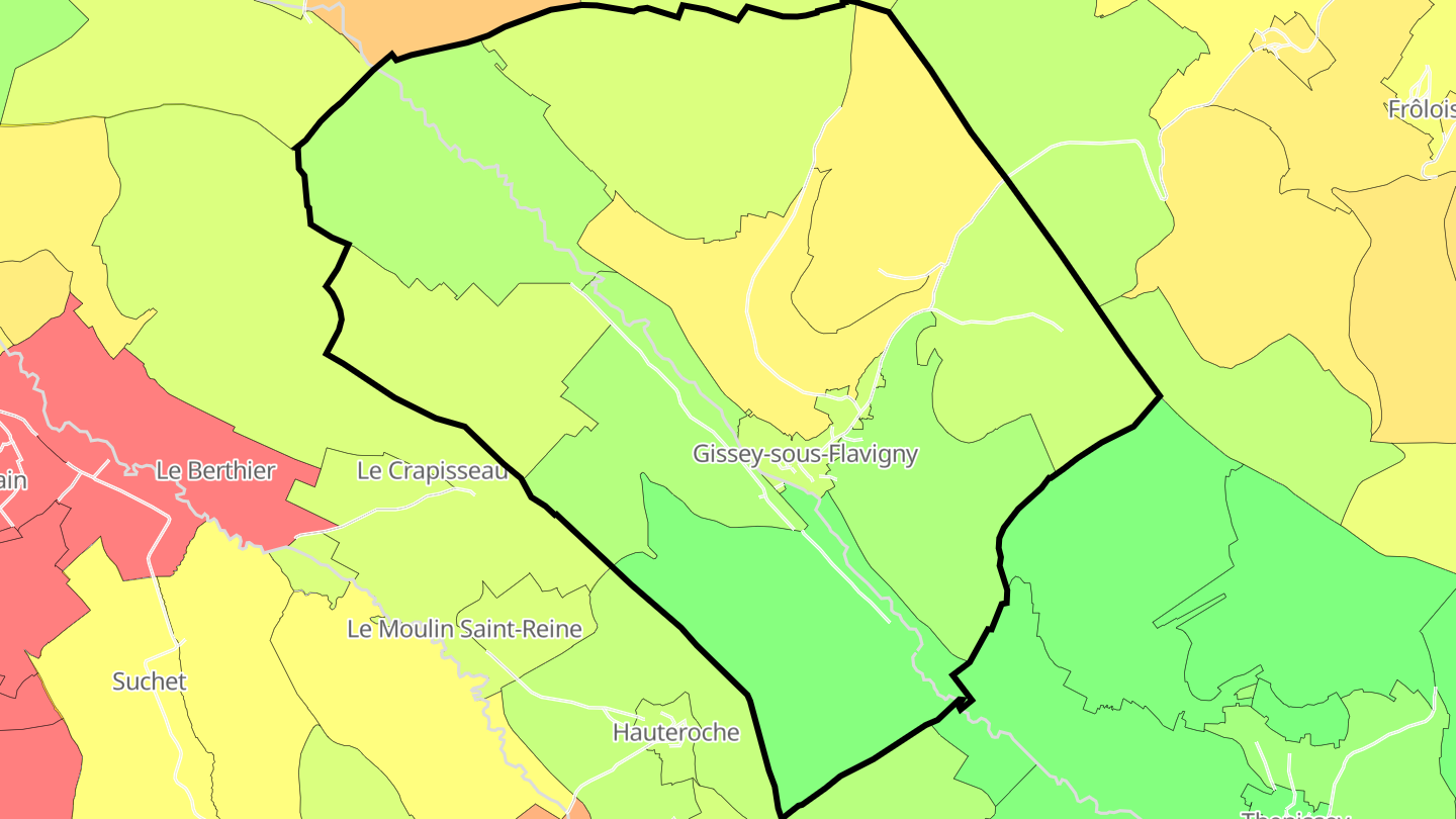 Carte des prix de l'immobilier Gissey-sous-Flavigny
