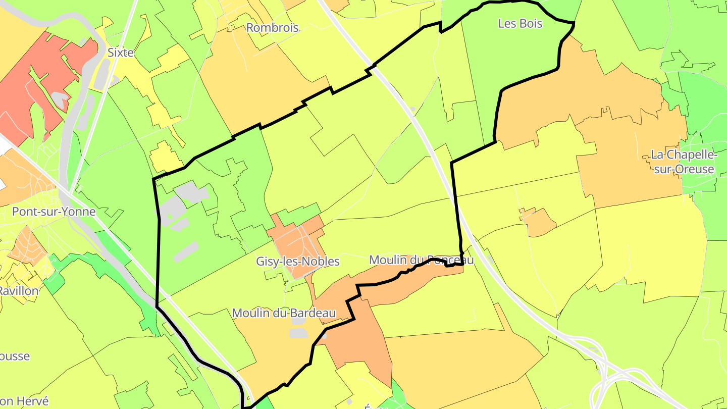 Carte des prix de l'immobilier Gisy-les-Nobles