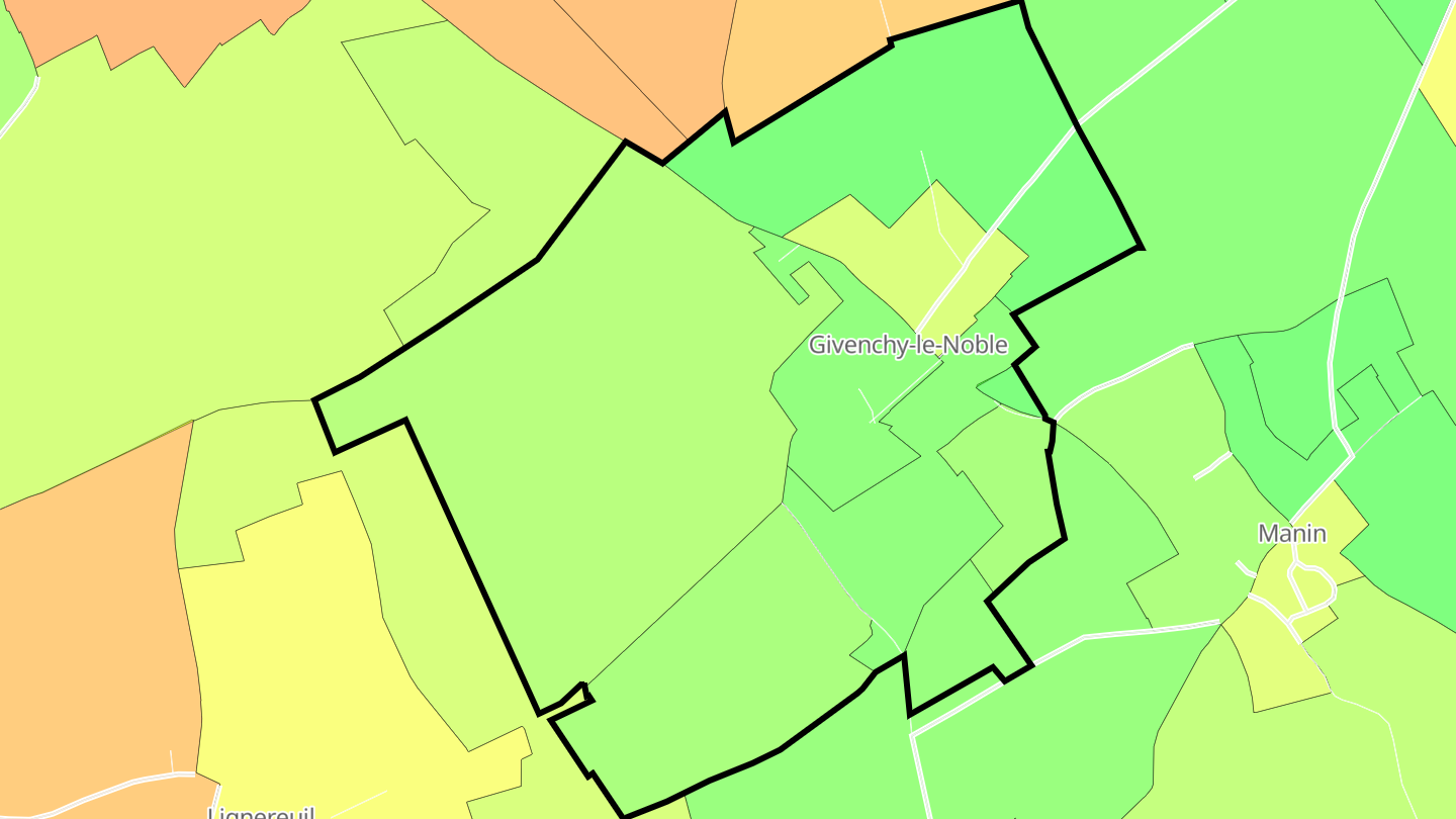 Carte des prix de l'immobilier Givenchy-le-Noble