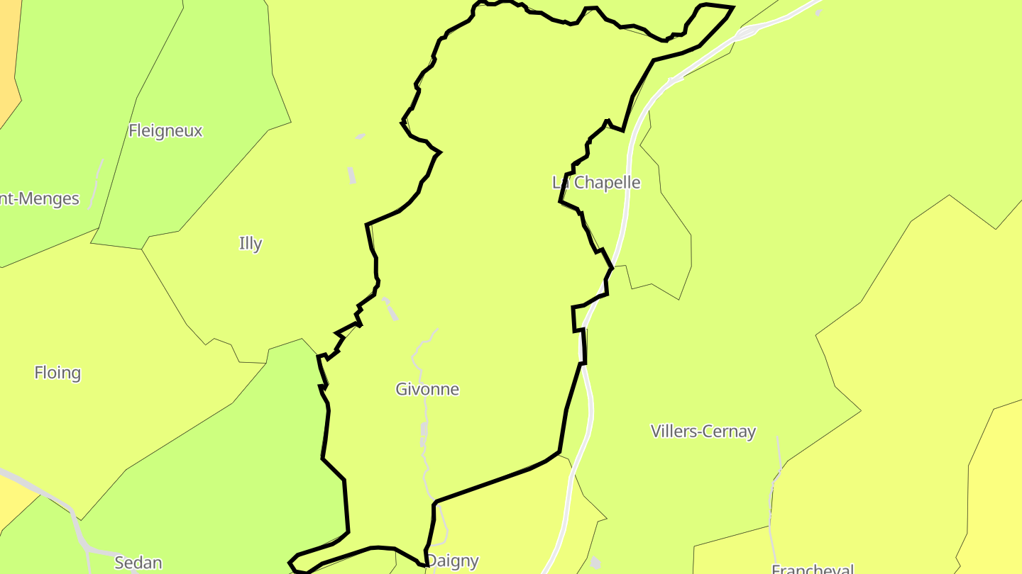 Carte des prix de l'immobilier Givonne