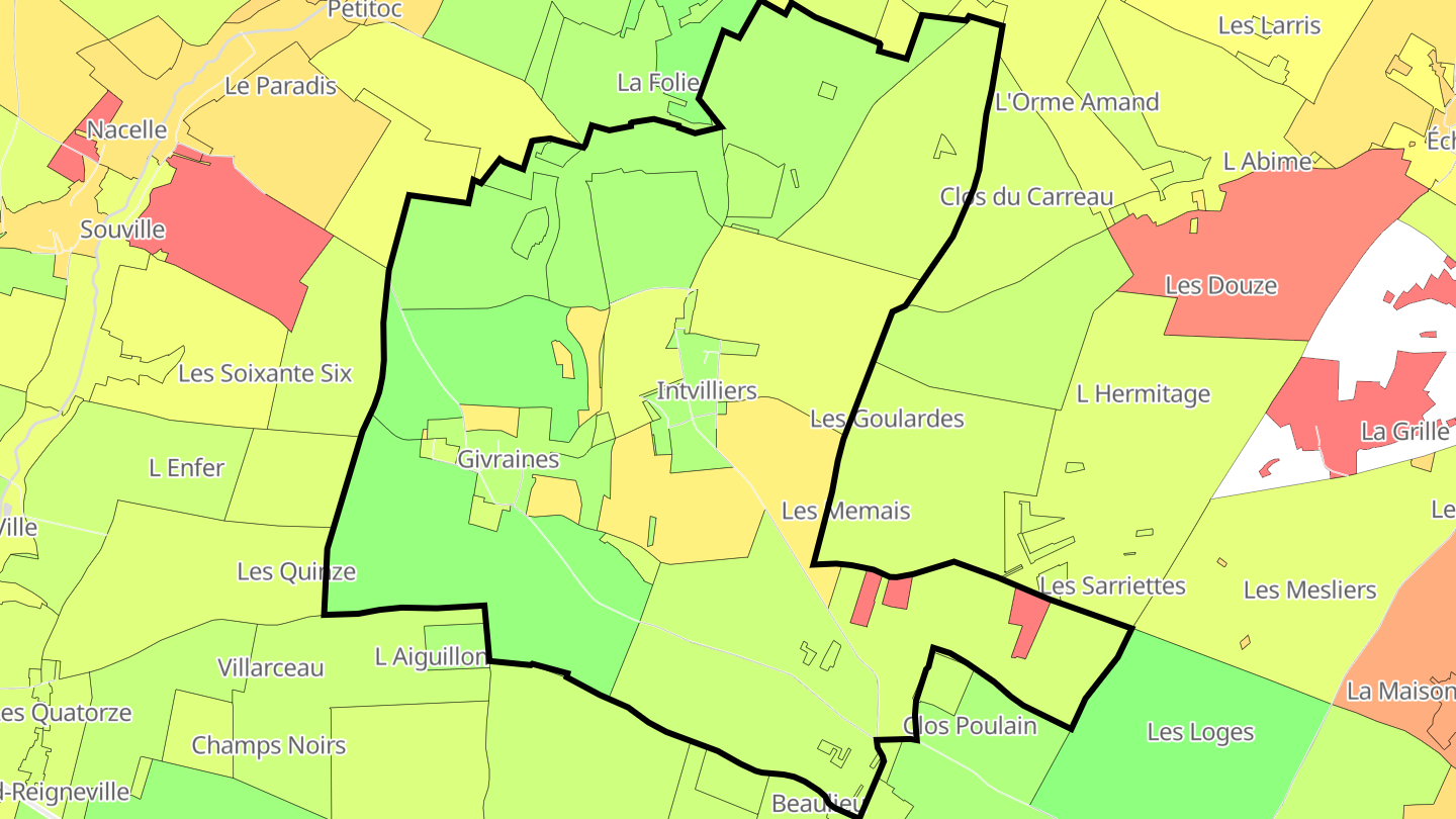 Carte des prix de l'immobilier Givraines