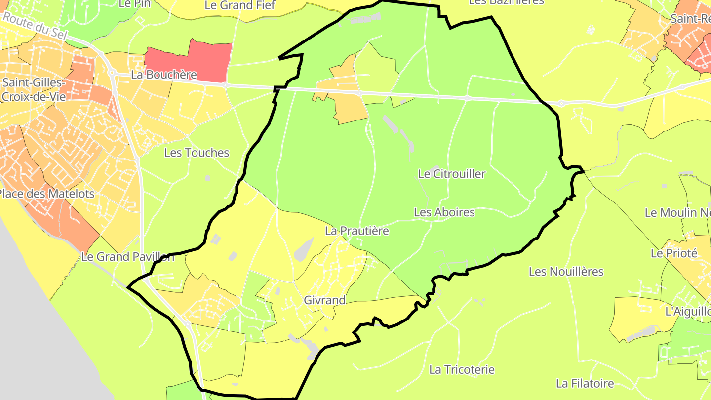 Carte des prix de l'immobilier Givrand