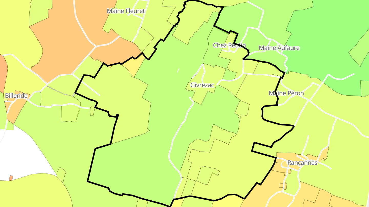 Carte des prix de l'immobilier Givrezac