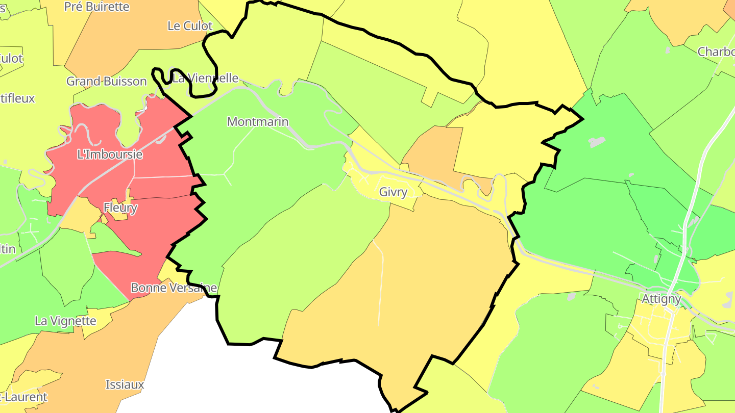 Carte des prix de l'immobilier Givry