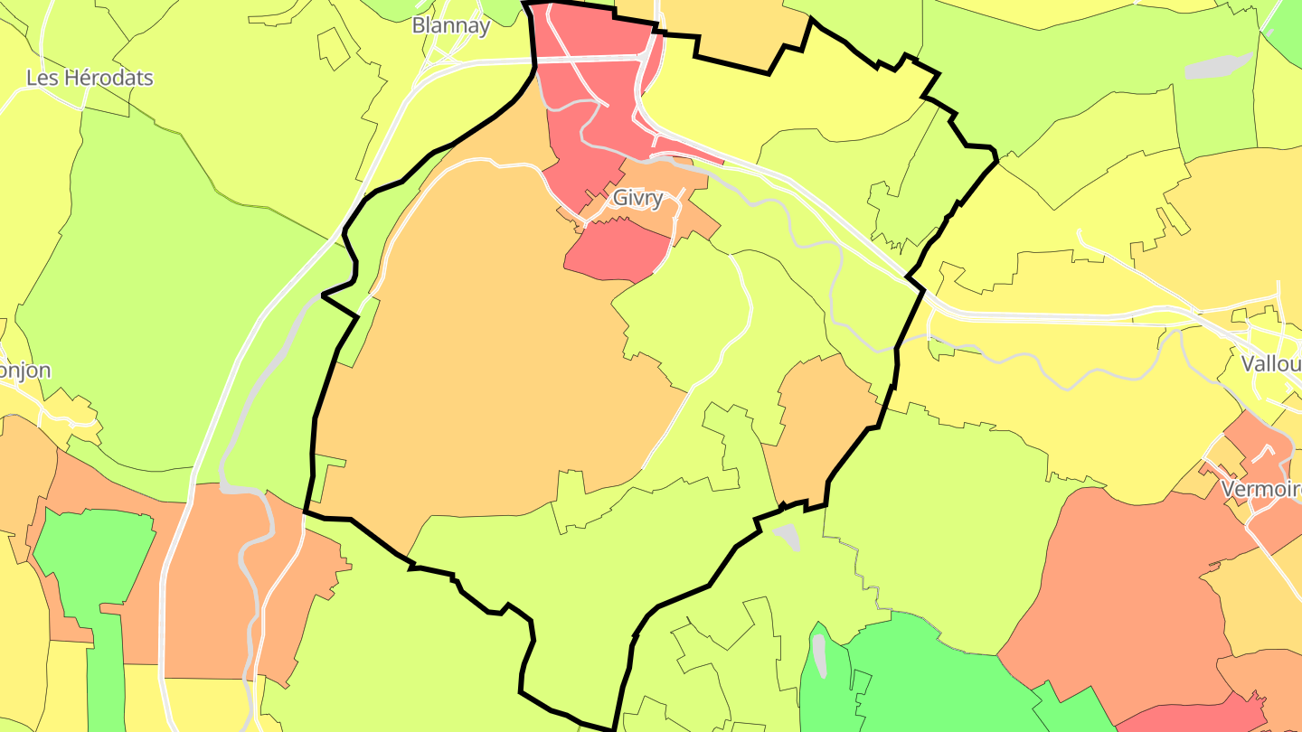 Carte des prix de l'immobilier Givry