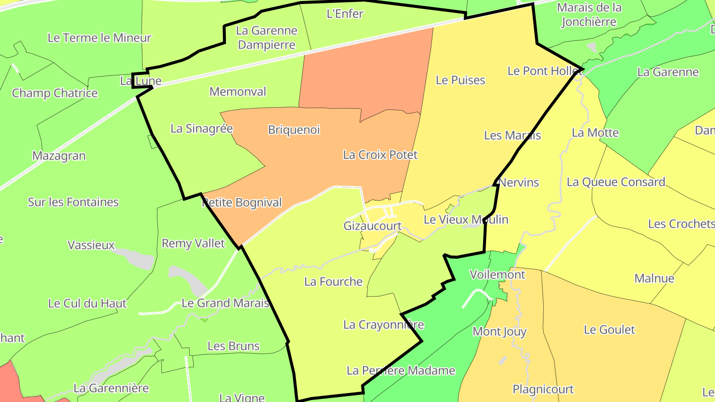 Carte des prix de l'immobilier Gizaucourt