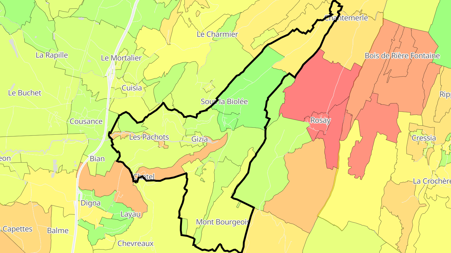 Carte des prix de l'immobilier Gizia