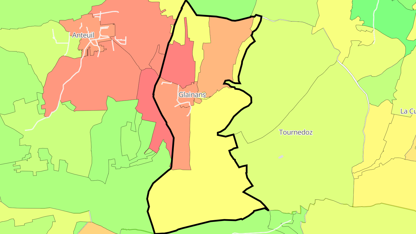 Carte des prix de l'immobilier Glainans