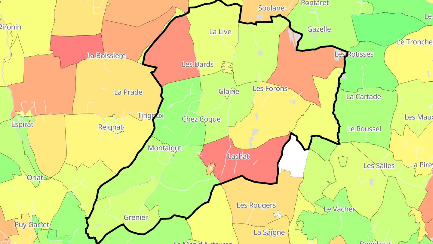 Carte des prix de l'immobilier Glaine-Montaigut