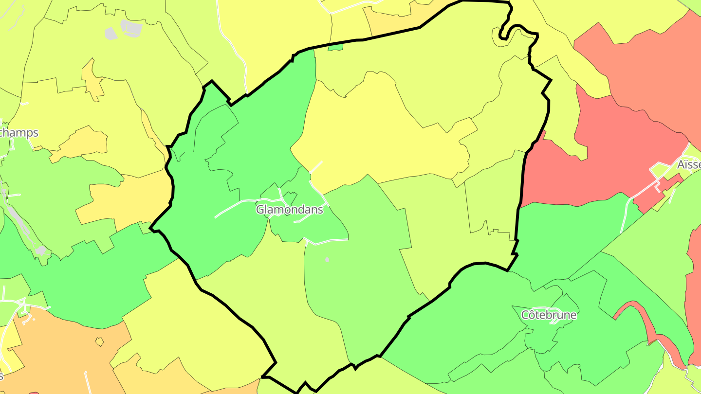 Carte des prix de l'immobilier Glamondans