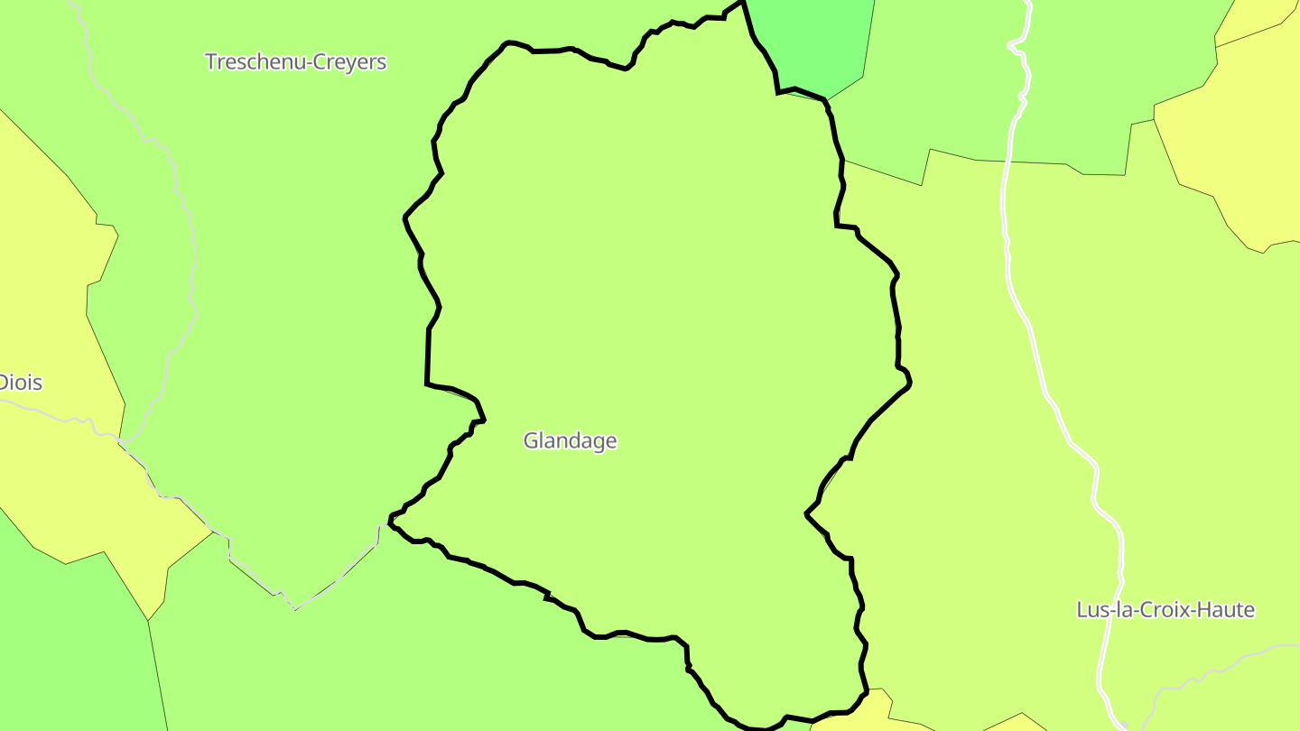 Carte des prix de l'immobilier Glandage