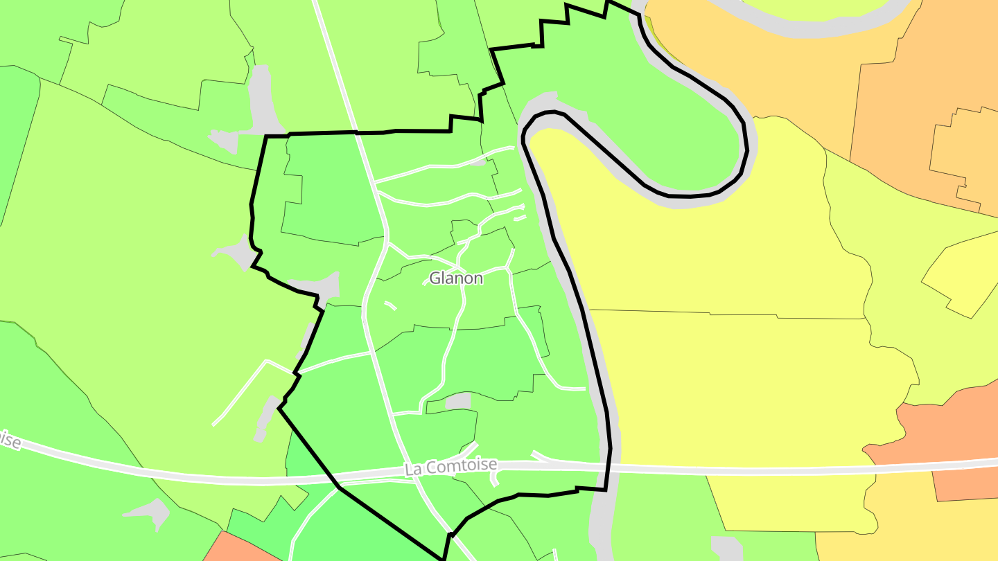 Carte des prix de l'immobilier Glanon