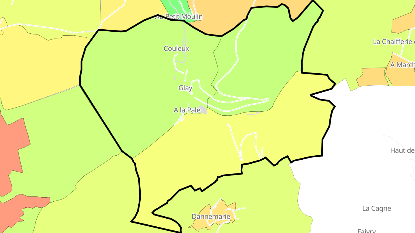 Carte des prix de l'immobilier Glay