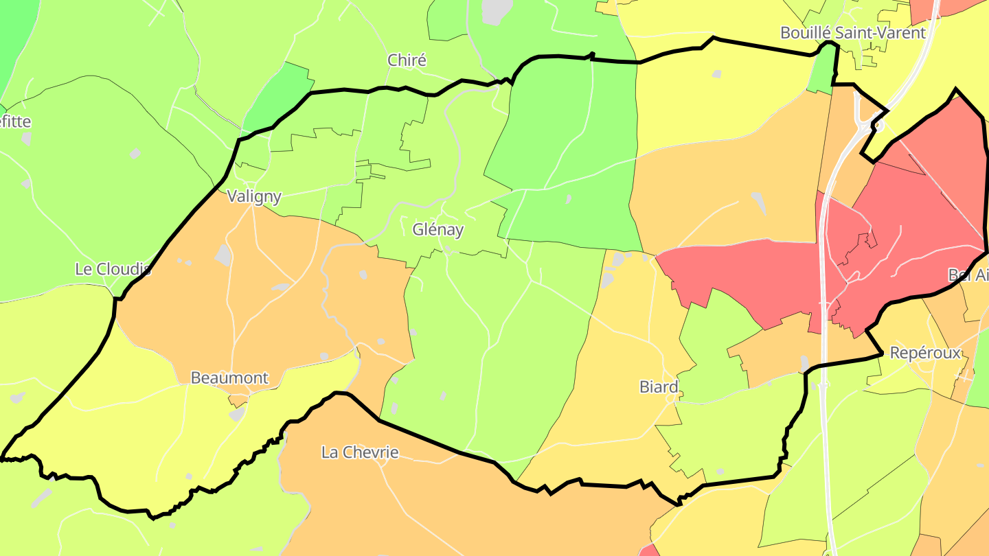 Carte des prix de l'immobilier Glénay